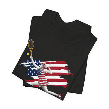 US Open 2026 Tennis Tee — American Flag Tennis Player Graphic T-Shirt
