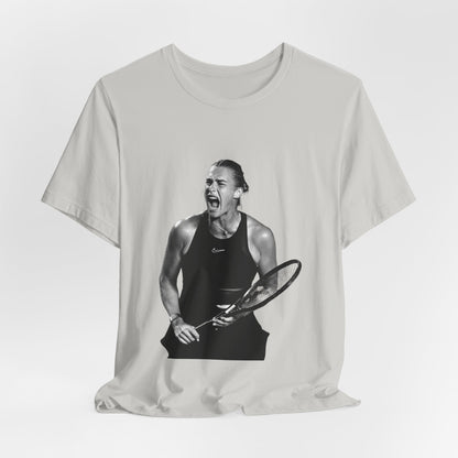 Tennis Player Sabalenka Graphic Tee — Energetic Champion Tennis T‑Shirt