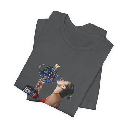 Tennis Champion Sabalenka — Woman Kissing Trophy Graphic T-Shirt
