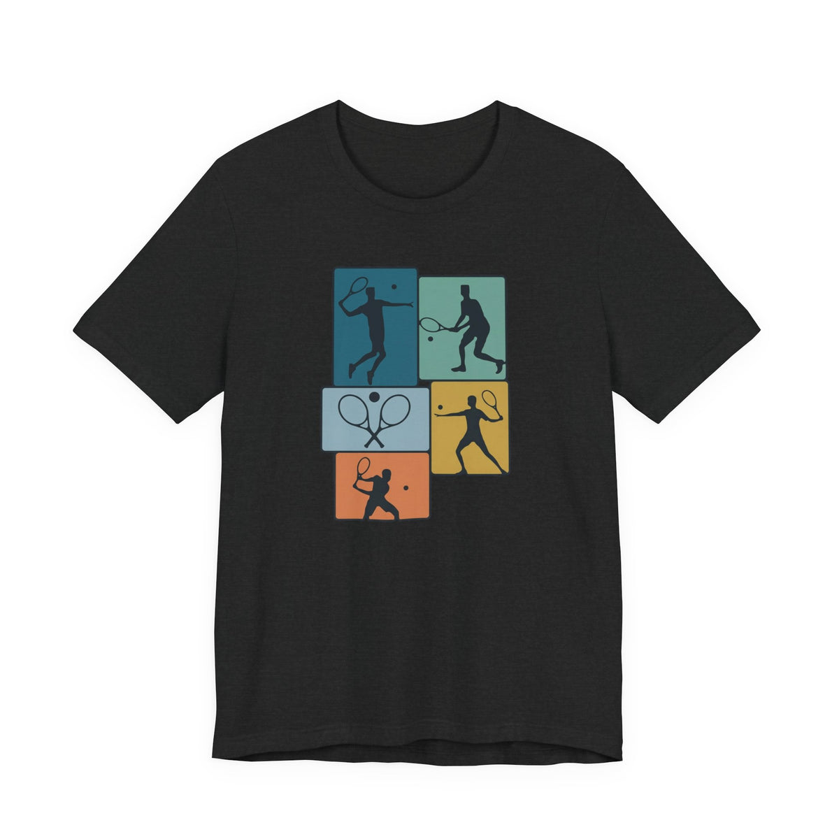 Tennis Silhouette Graphic Tee — Color Block Racket Players