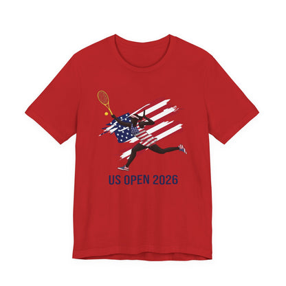 US Open 2026 Tennis T‑Shirt — American Flag Tennis Player Graphic Tee