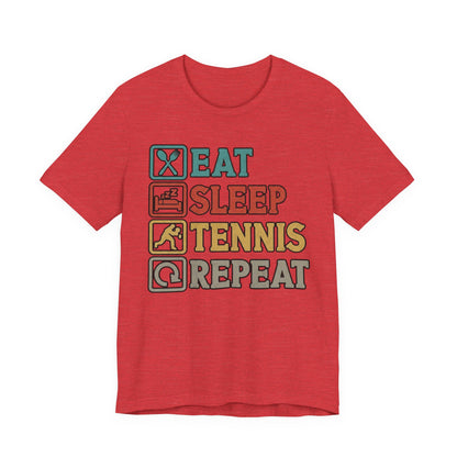 Tennis Tee — "Eat Sleep Tennis Repeat" Vintage Graphic Shirt