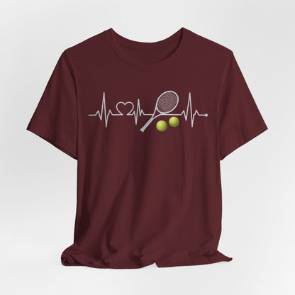 Tennis Heartbeat Tee – Racket & Tennis Ball Graphic Shirt