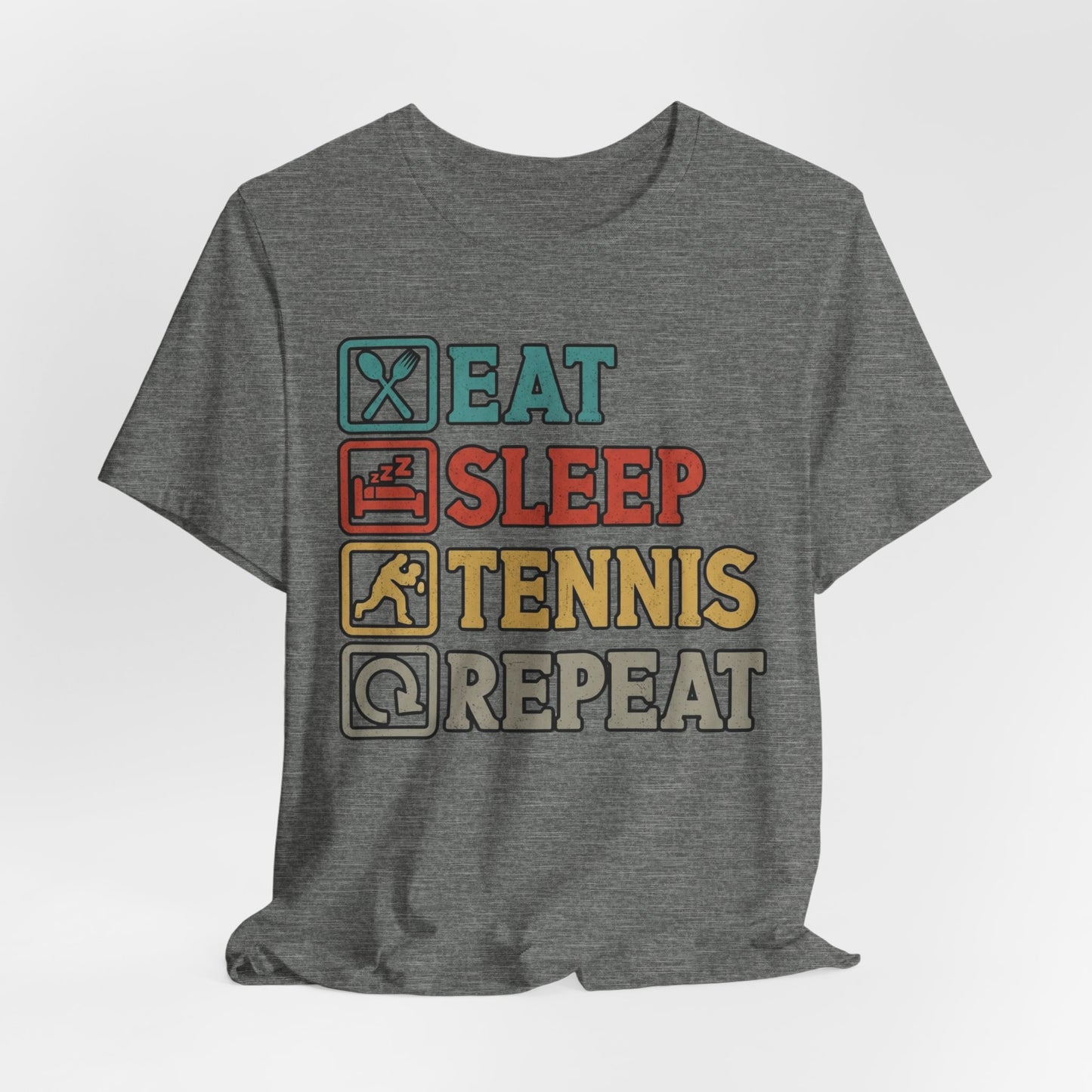 Tennis Tee — "Eat Sleep Tennis Repeat" Vintage Graphic Shirt