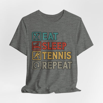 Tennis Tee — "Eat Sleep Tennis Repeat" Vintage Graphic Shirt