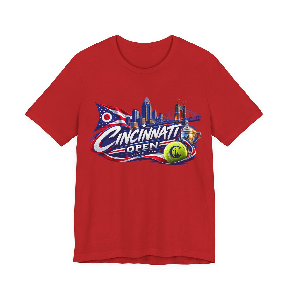 Cincinnati Open Tennis T‑Shirt – City Skyline & Tennis Ball Graphic