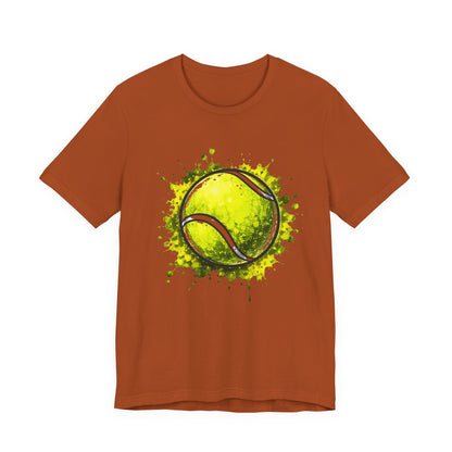 Tennis Tee — Watercolor Ball & Cartoon Player Short Sleeve Shirt