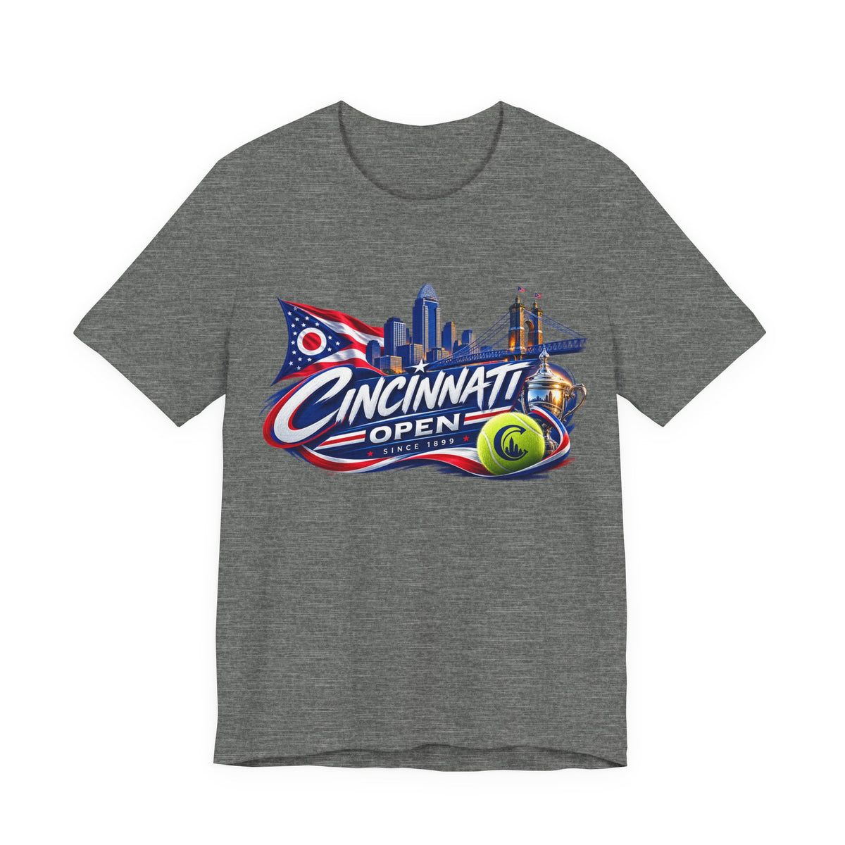 Cincinnati Open Tennis T‑Shirt – City Skyline & Tennis Ball Graphic