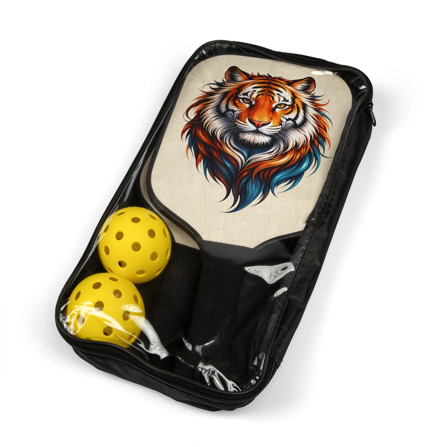Pickleball Paddle Set — Bold Tiger Graphic Kit with 2 Paddles & Balls