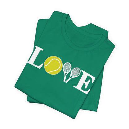 Tennis Love T-Shirt — 'LOVE' with Tennis Ball & Rackets