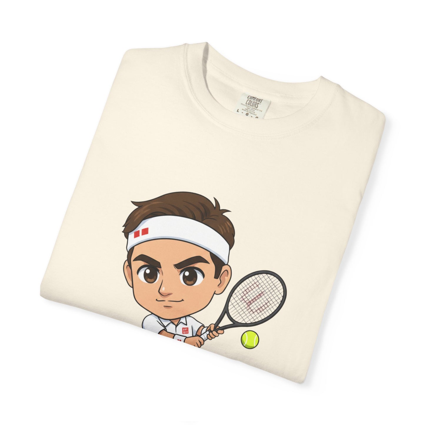 Federer Cartoon Tennis T-Shirt — Retro Athlete Graphic Tee