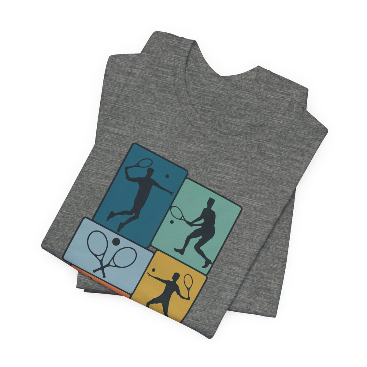 Tennis Silhouette Graphic Tee — Color Block Racket Players