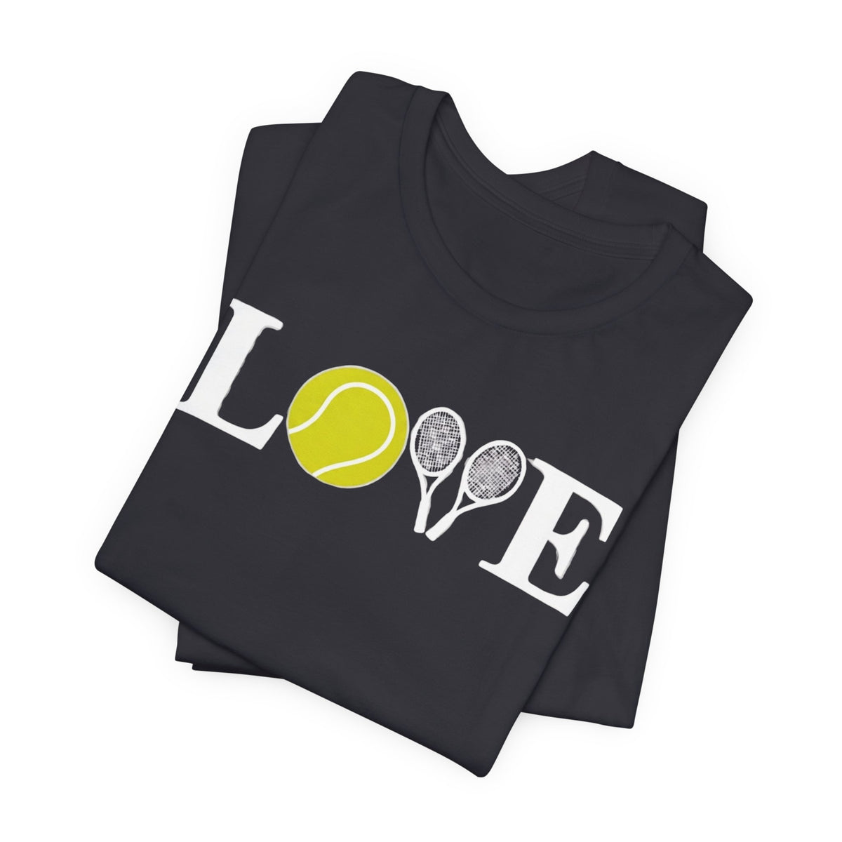 Tennis Love T-Shirt — 'LOVE' with Tennis Ball & Rackets