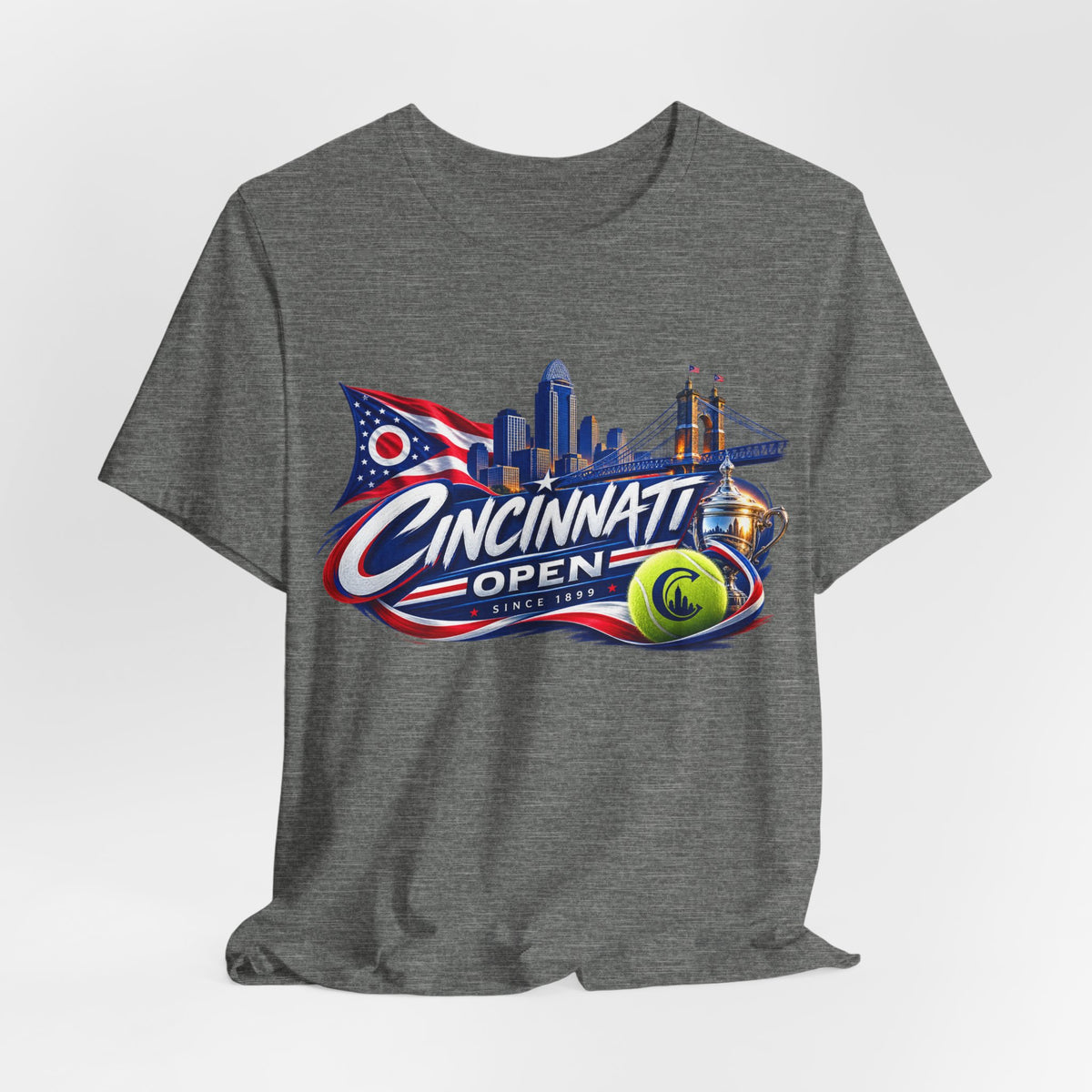 Cincinnati Open Tennis T‑Shirt – City Skyline & Tennis Ball Graphic