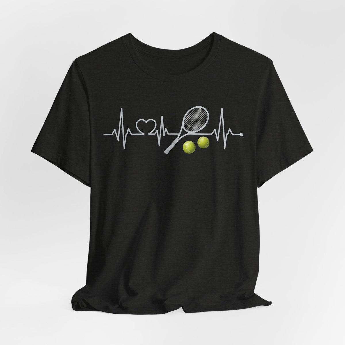 Tennis Heartbeat Tee – Racket & Tennis Ball Graphic Shirt