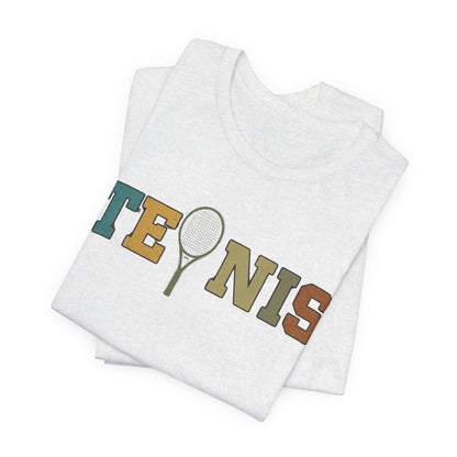 Tennis Retro Graphic Tee — Vintage Racket Lettering Shirt