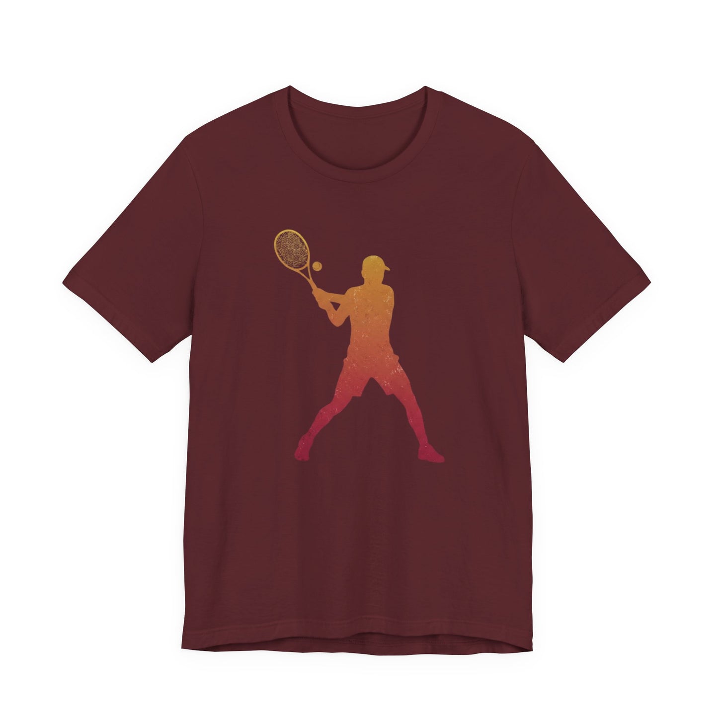 Tennis Player Silhouette Tee — Sunset Racket Graphic Shirt
