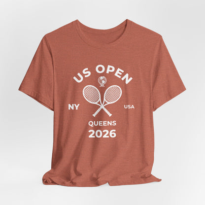 US Open Queens 2026 Tennis Tee — NY USA Vintage Racket T-Shirt