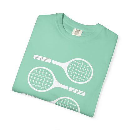 Tennis Rackets Graphic T-Shirt — Vintage-Inspired Garment-Dyed Tee