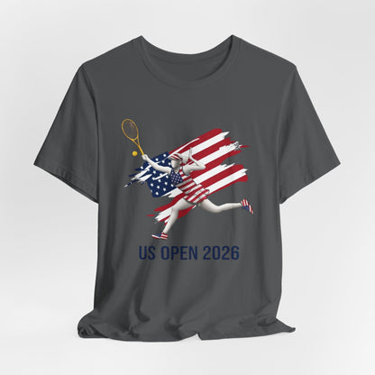 US Open 2026 Tennis Tee — American Flag Tennis Player Graphic T-Shirt