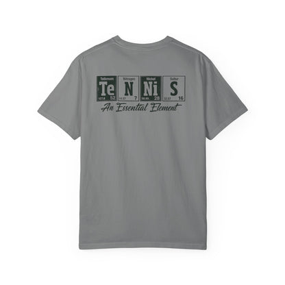 Tennis Graphic T-Shirt — 'Tennis: An Essential Element' Vintage Player Collage