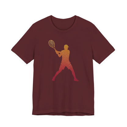 Tennis Player Silhouette Tee — Gradient Racket Sports T‑Shirt