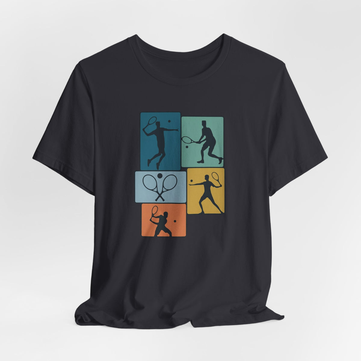Tennis Silhouette Graphic Tee — Color Block Racket Players