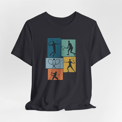 Tennis Silhouette Graphic Tee — Color Block Racket Players