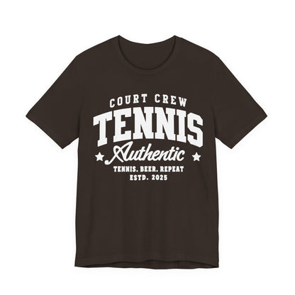 Tennis Court Crew Tee — "Tennis Authentic: Tennis. Beer. Repeat." Graphic Shirt