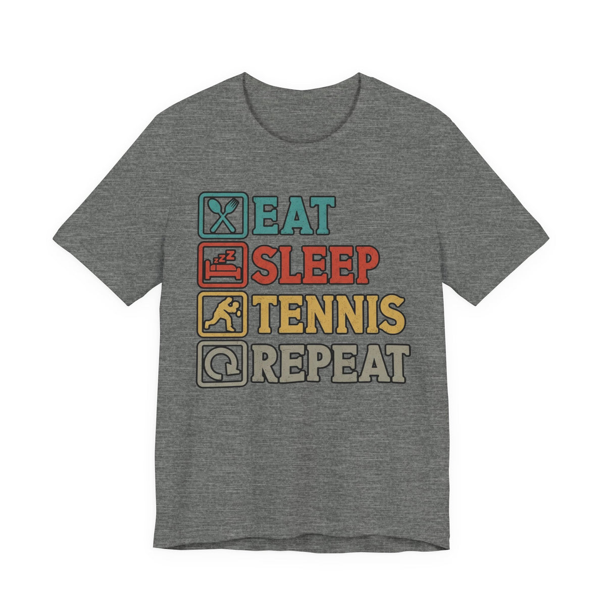 Tennis Tee — "Eat Sleep Tennis Repeat" Vintage Graphic Shirt
