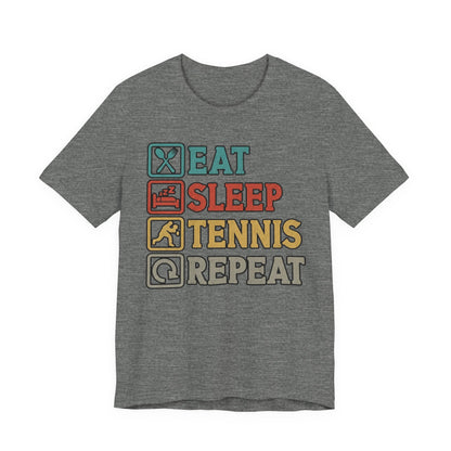 Tennis Tee — "Eat Sleep Tennis Repeat" Vintage Graphic Shirt
