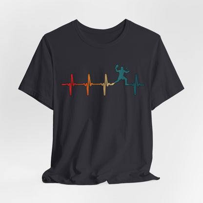 Heartbeat Tennis T‑Shirt — Colorful Surf Pulse Graphic Tee