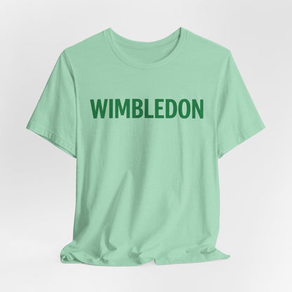 Wimbledon Classic Logo Tee — Green Text Tennis T‑Shirt