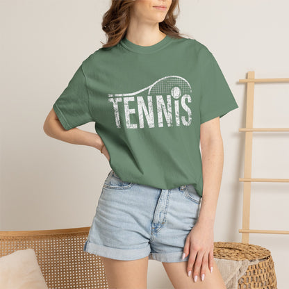 Tennis Vintage Graphic T-Shirt — Distressed Racket & Ball Tee