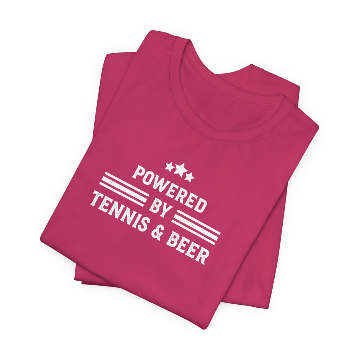T-Shirt — "Powered by Tennis & Beer" Graphic Tee