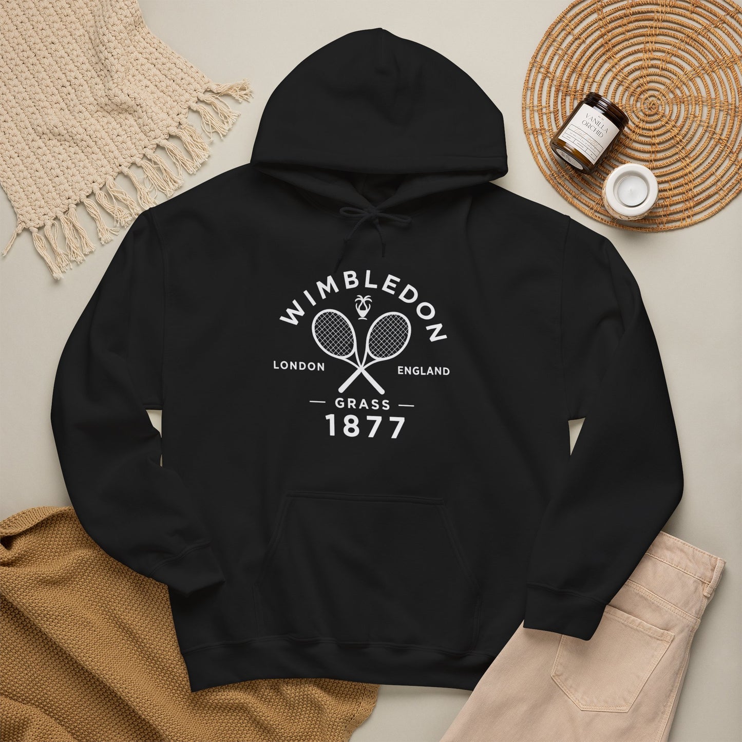 Wimbledon 1877 Tennis Hoodie — Classic Racquets Logo Pullover