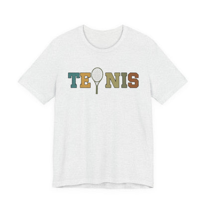 Tennis Retro Graphic Tee — Vintage Racket Lettering Shirt