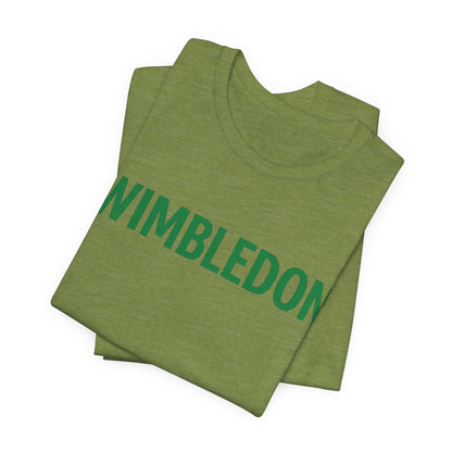 Wimbledon Classic Logo Tee — Green Text Tennis T‑Shirt