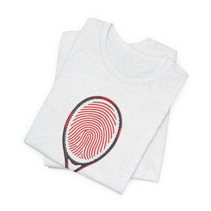 Tennis T‑Shirt — "It's In My DNA" Racket Fingerprint Tee
