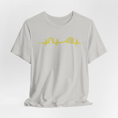 Tennis Heartbeat Tee — Minimal Tennis Racket ECG Graphic T-Shirt