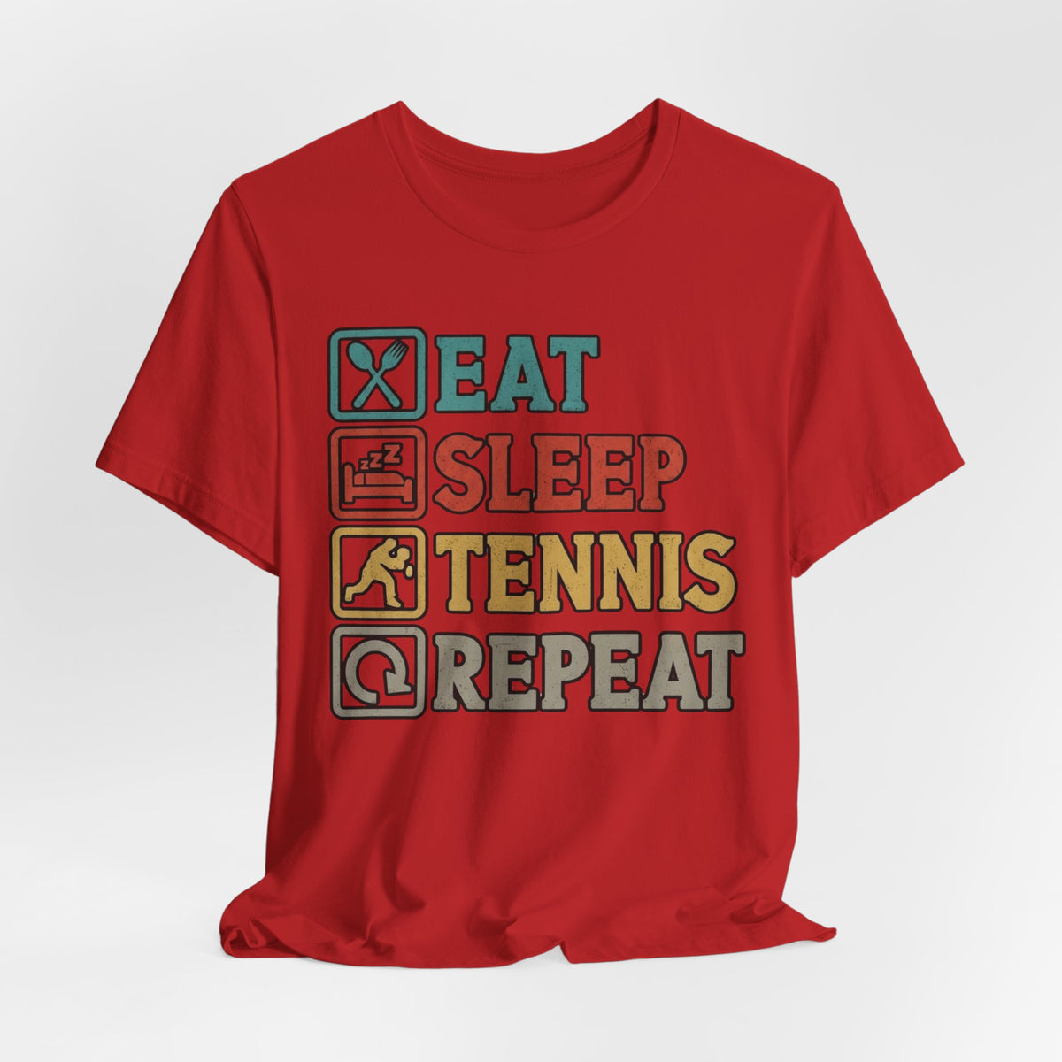 Tennis Tee — "Eat Sleep Tennis Repeat" Vintage Graphic Shirt
