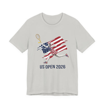 US Open 2026 Tennis Tee — American Flag Tennis Player Graphic T-Shirt