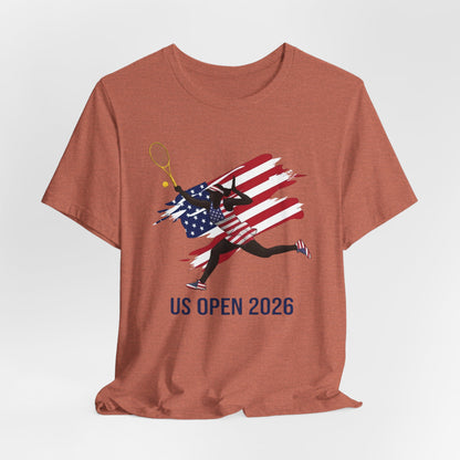 US Open 2026 Tennis T‑Shirt — American Flag Tennis Player Graphic Tee
