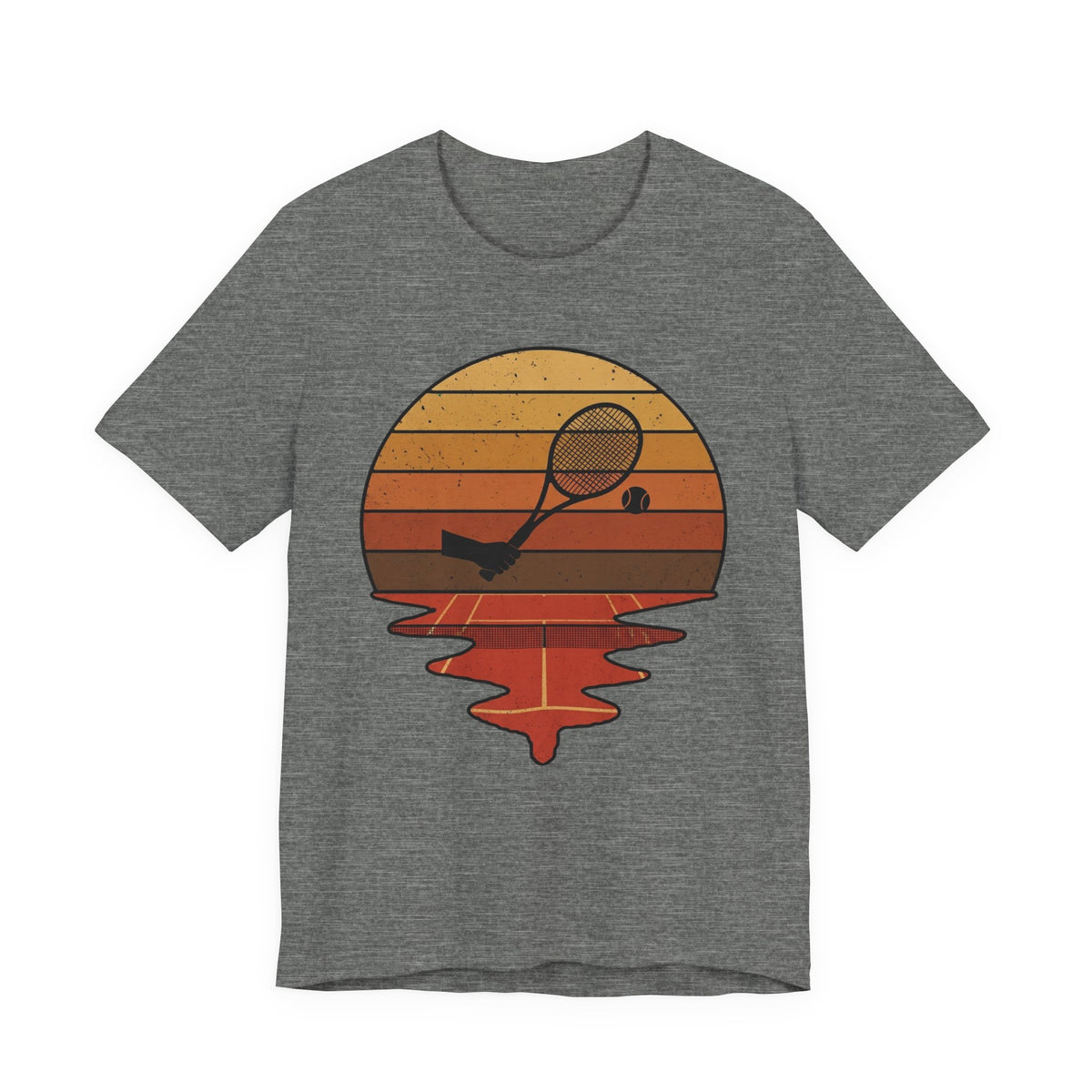Retro Tennis Sunset Tee — Vintage Racket & Ball Graphic T‑Shirt