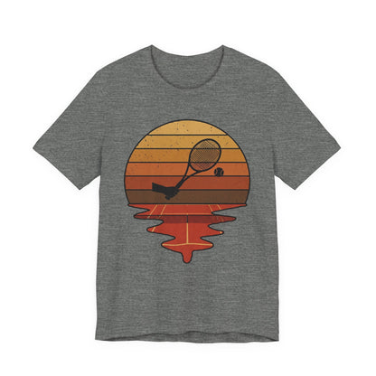 Retro Tennis Sunset Tee — Vintage Racket & Ball Graphic T‑Shirt
