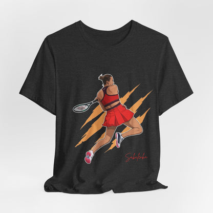 Tennis Player Aryna Sabalenka Graphic Tee — Dynamic Female Athlete Design