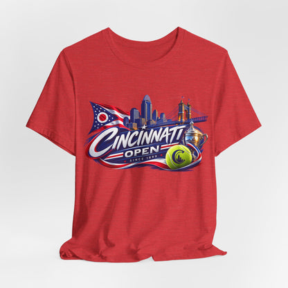 Cincinnati Open Tennis T‑Shirt – City Skyline & Tennis Ball Graphic