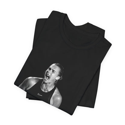Tennis Player Sabalenka Graphic Tee — Energetic Champion Tennis T‑Shirt