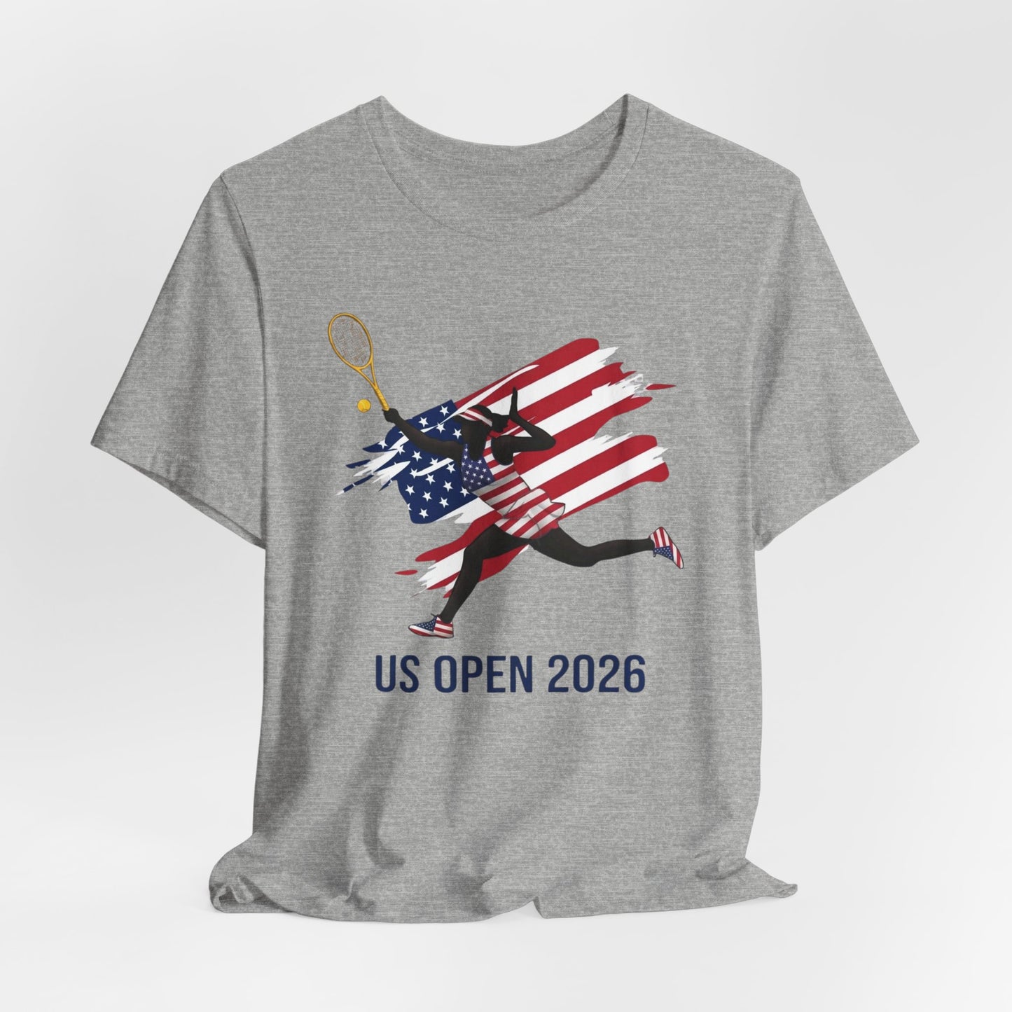 US Open 2026 Tennis T‑Shirt — American Flag Tennis Player Graphic Tee