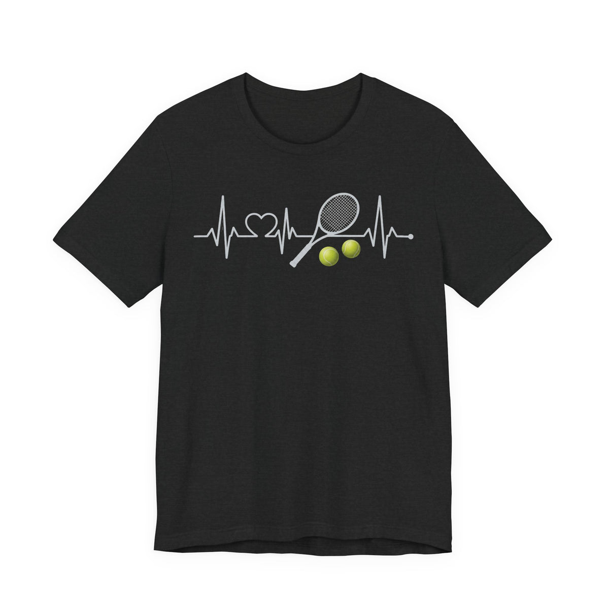 Tennis Heartbeat Tee – Racket & Tennis Ball Graphic Shirt